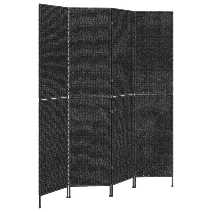 vidaXL Room Divider Screen Divider Privacy Screen 4-Panel Black Water Hyacinth