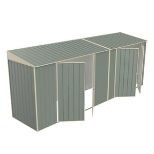 Build-a-Shed 1.2 x 5.2 x 2.0m Green Skillion Double Plus Dual Double Hinged Side Doors Shed