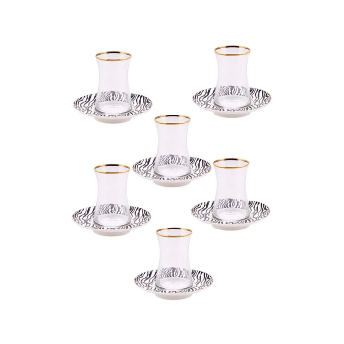 Karaca Zebra 118ml Tea Set for 6 Person