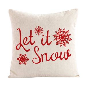 Linen Merry Christmas Pillow Cover Decorative Pillowcase [White]
