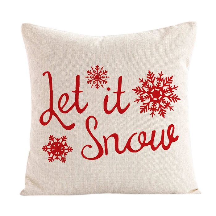 Linen Merry Christmas Pillow Cover Decorative Pillowcase [White]
