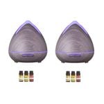 2 x PureSpa Ultrasonic Diffusers + 6 Diffuser Oils Set Violet