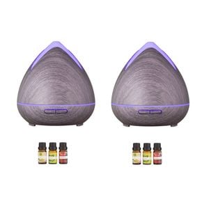 2 X Purespa Ultrasonic Diffusers + 6 Diffuser Oils Set Violet