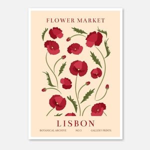 Galrie Stunning Vintage Art Print of Lisbon Flower Market - Botanical Archive No.3, Poster Only, A2 42 x 60cm (16 x 24inch)