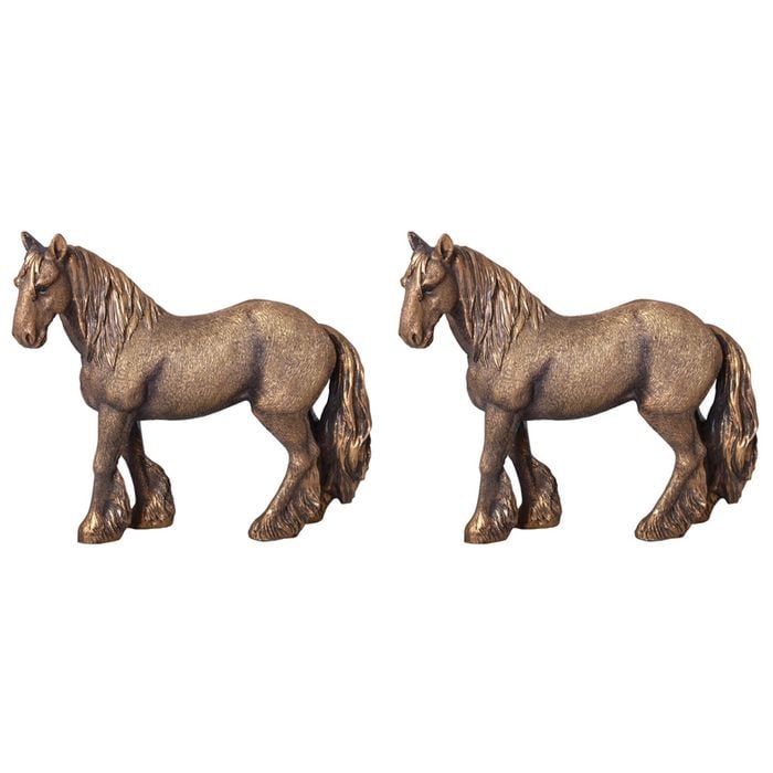 2PK Gibson Gifts Shire Horse Home/Room Decor Small Bronze 18cm