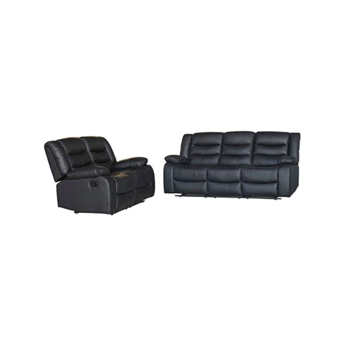 2 Seater Recliner Sofa In Faux Leather Lounge Couch in Black
