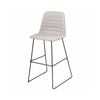 Olg Sofia Bar Stool Black Sled Base Pewter Fabric Upholstered Seat
