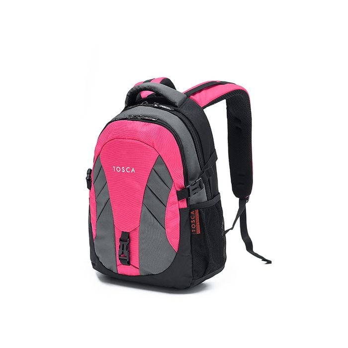 Tosca 20l/42x27x17cm Padded Multi Compartment Backpack - Grey/pink