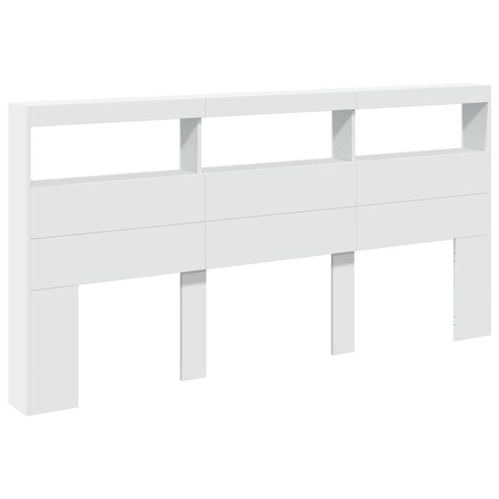 vidaXL Headboard Cabinet with LED Bed Cabinet Header Backboard White 200 cm