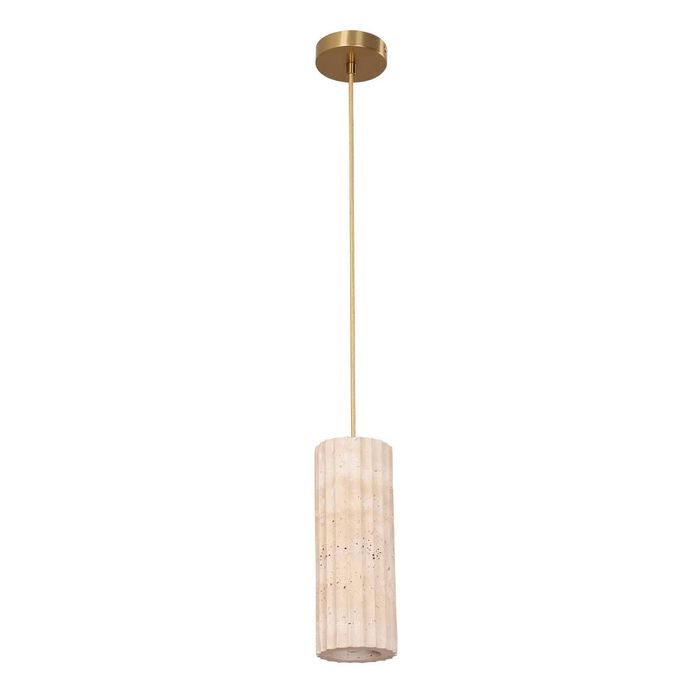Cla Lighting Sagitta Interior Oblong Pendant Light With Brass Highlight Beige Travertine