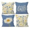 Catzon 4 Pcs Linen Throw Pillow Covers Watercolor Flower for Bed Sofa Decor 45X45cm