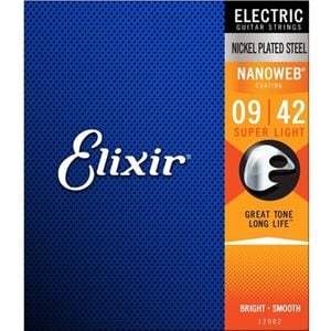 Elixir #12002 Electric Guitar Strings Nano Steel 9-42 Super Light