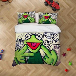 3D Graffiti Frog Quilt Cover Set Bedding Set Pillowcases 070