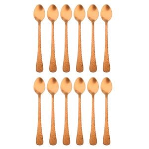 2x 6pc Coffee Culture Satin Copper Stainless Steel Parfait Stir Spoon Set 17.8cm