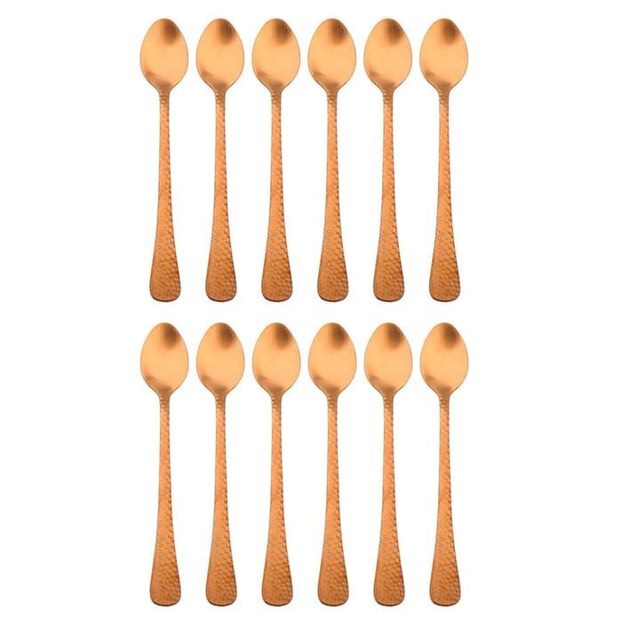 2x 6pc Coffee Culture Satin Copper Stainless Steel Parfait Stir Spoon Set 17.8cm