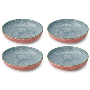 4PK Mikasa Leaf & Geometric Ceramic Bowl Round Dinnerware 21cm