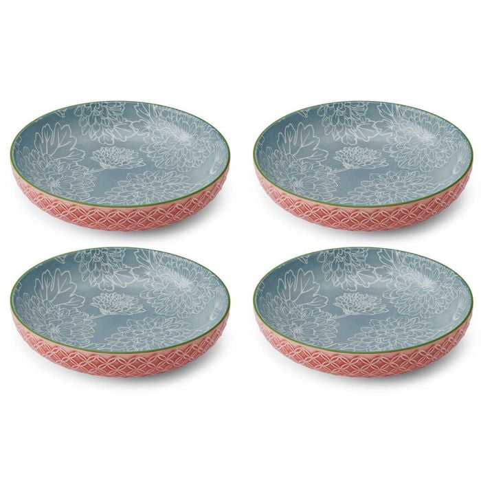 4PK Mikasa Leaf & Geometric Ceramic Bowl Round Dinnerware 21cm
