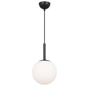 Telbix Bally Modern Pendant Hanging Lamp Light Glass Metal Black Opal Matt