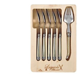 6pc Laguiole Silhouette Stainless Steel Spork Cutlery Set - Ivory