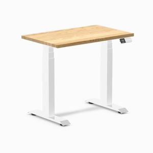 Desky Dual Mini White Oak Hardwood Sit To Stand Desk 800x500mm White Frame