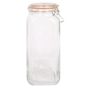Argon Tableware Square Glass Jar with Clip-Top Lid - 2L
