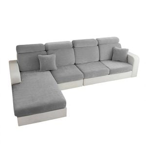 Anyseat Sofa Cover Dark Gray L-shape Polyester Chenille Thick Stretchable Cushion For Living Room Plus Size Extra Large