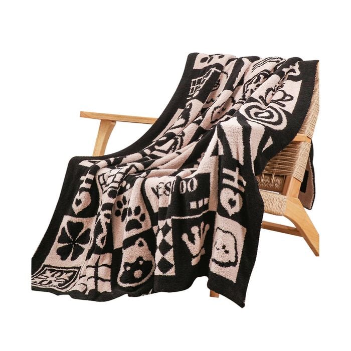 SOGA Black White New Year Limited Edition Plush Throw Blanket 130x160cm