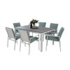 Astro 7pc Set 160cm Aluminium Outdoor Dining Table Polystone Top 6 Chair White