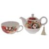 Gibson Gifts Vintage Santa Christmas Bone China Tea Set For One w/ Teapot & Cup
