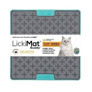 LickiMat Tuff Buddy Boredom Buster Cats Slow Feeder Mat Turquoise