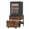 Advwin Mini Fridge Stand with 2 Drawers, Open Shelf, Wheels & Power Outlet, Microwave Refrigerator Rack, Rustic Brown
