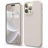 Silicone Phone Case For iPhone 14 Pro Shockproof Microfiber Lining - Beige
