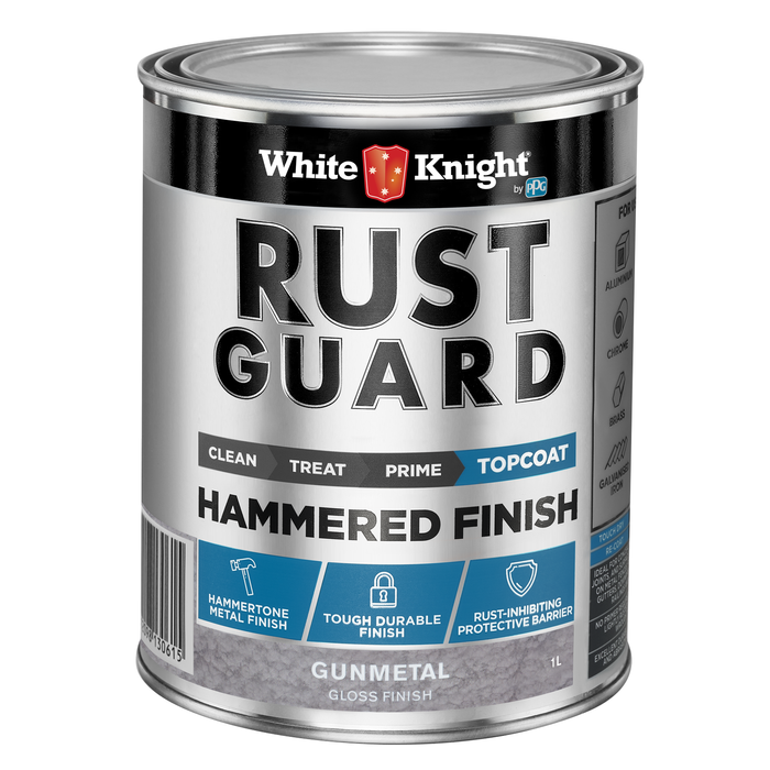 White Knight 1L Gunmetal Gloss Hammered Finished Rust Guard Paint