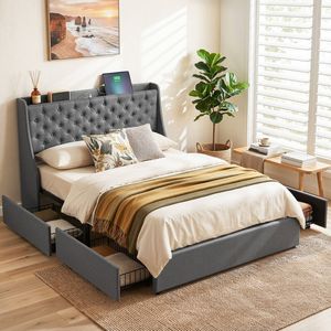 Artiss Double Bed Frame With Charging Station