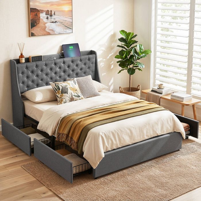 Artiss Double Bed Frame With Charging Station