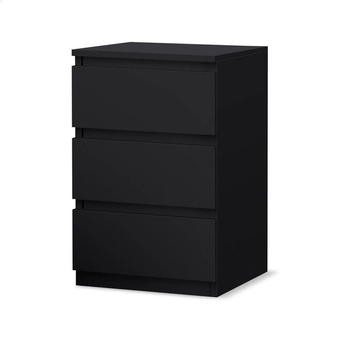 ALFORDSON Bedside Table Black 3 Drawers