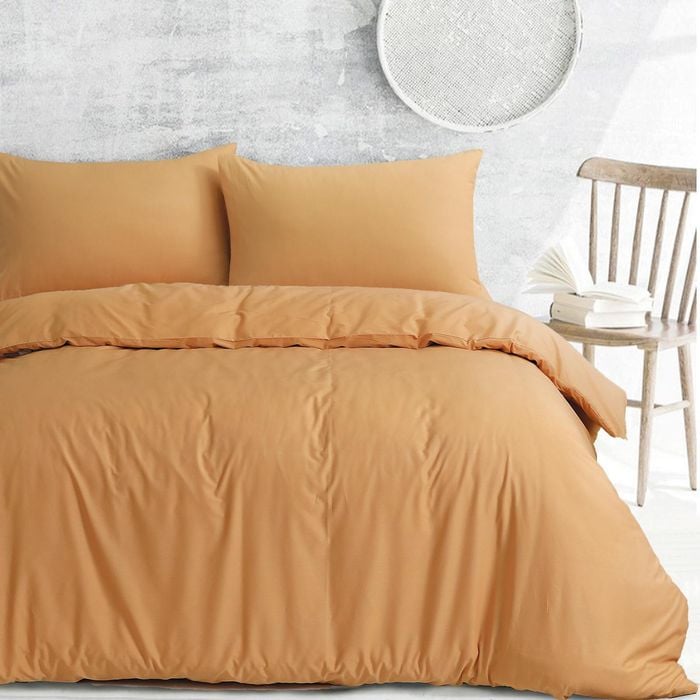 Royale Cotton King Quilt Duvet Doona Cover Set with Europeon pillowcases - Latte
