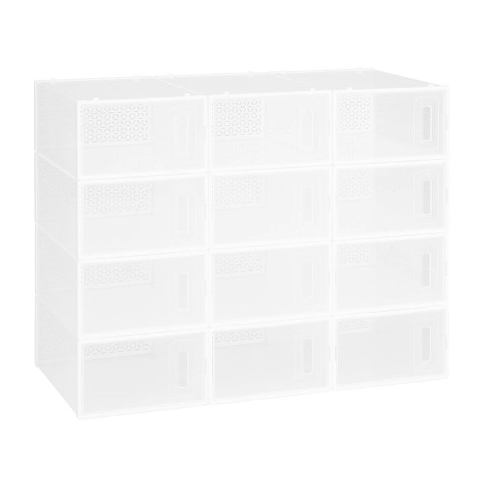 Costway Stackable Shoe Boxes Foldable Shoe Organizers w/Clear Plastic Panels 12-Pack-White