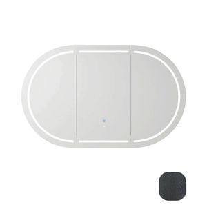 Attica 1200mm Black Oak Bentwood Oval LED Shaving Cabinet With Powerpoint