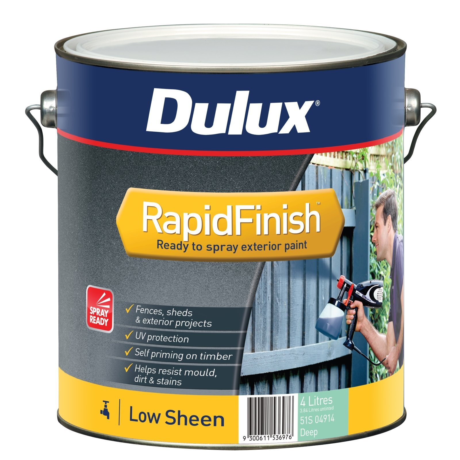 Dulux 4L Exterior Paint Rapid Finish Low Sheen Deep Base Bunnings Australia