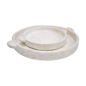 2pc Lvd Mediterranean White Cement Serving Tray Set Home Decor 35x30x4cm