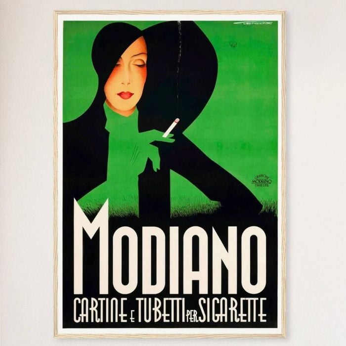 Galrie Modiano by Robert Bereny Vintage Art Deco Poster Elegant and Vibrant Wall Decor, Wood Frame, A2 42 x 60cm (16 x 24inch)