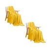 SOGA 2 Pack Yellow Thin Flannel Throw Blanket 200x230cm