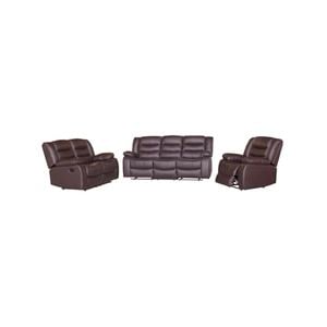 3+2+1 Seater Recliner Sofa In Faux Leather Lounge Couch in Brown