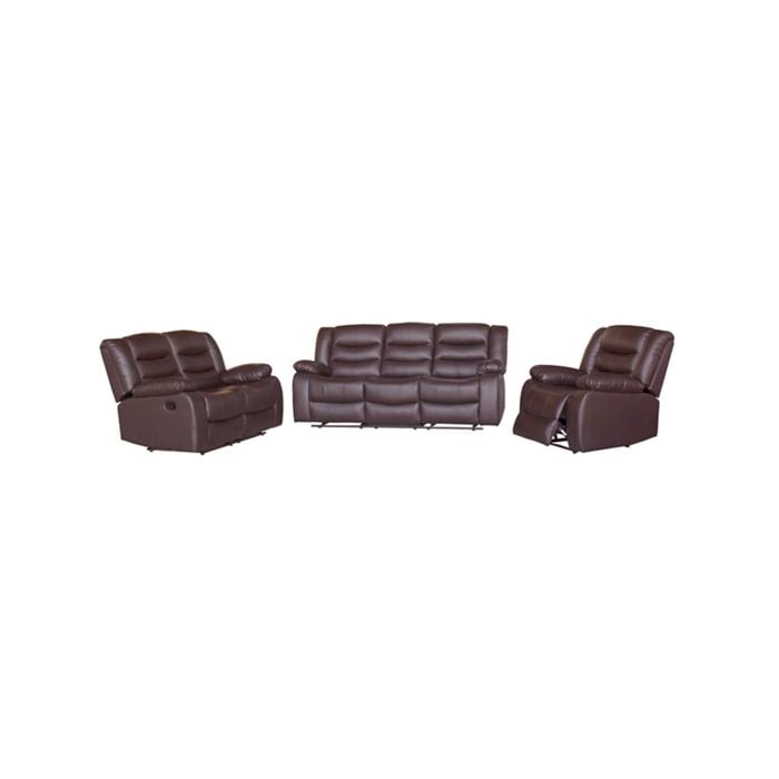 3+2+1 Seater Recliner Sofa In Faux Leather Lounge Couch in Brown