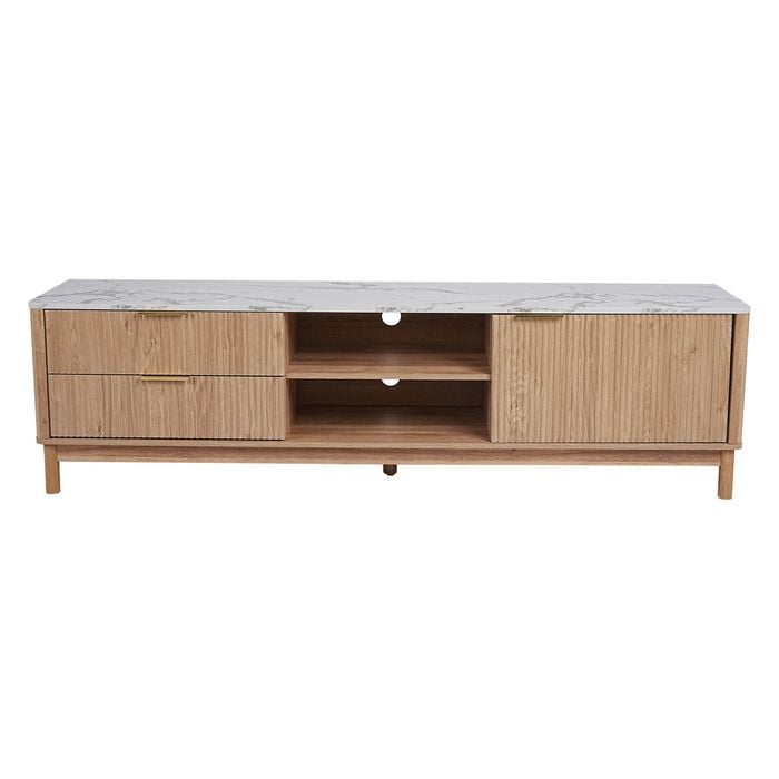 Particleboard with Marbled Tabletop TV Stand