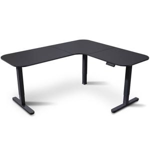 FORTIA Corner Standing Desk, 160x140cm, 72-118cm Sit, Electric Height Adjustable, Black