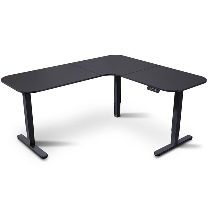 FORTIA Corner Standing Desk, 160x140cm, 72-118cm Sit, Electric Height Adjustable, Black