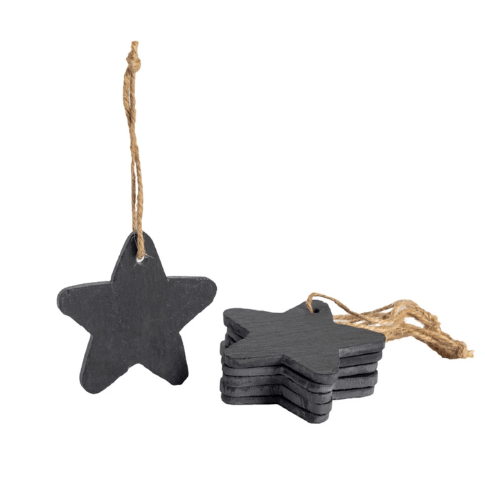 P&P Black Natural Slate Christmas Tree Decorations 7x7.5cm Rustic Hanging Ornaments