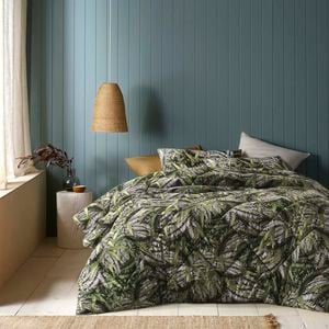 Accessorize Bedroom Collection Queen Green Styx Washed Cotton Printed 3 Piece Comforter Set